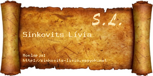 Sinkovits Lívia névjegykártya